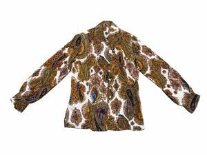 Women’s Small Multicolor Paisley Button Front Long Sleeve Blouse Vintage Style